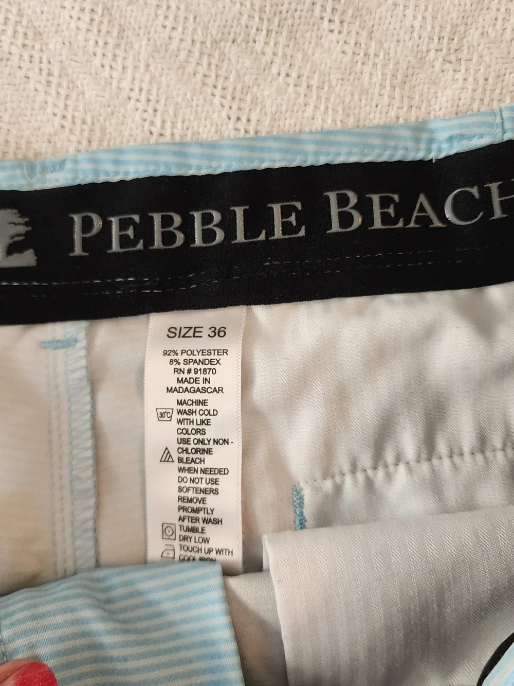 Pebble Beach Performance Golf Shorts Men’s Size 36 Blue Micro Stripe